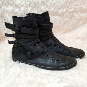 Converse All Star Buckle Black Leather Women's Shoes Multi Strap Rare Size 8.5